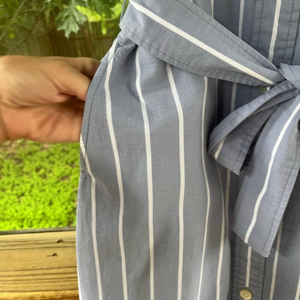Everlane Women's Cotton Weave Picnic Dress Blue Pinstripe Size 00 - Picture 6 of 10